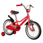 Велосипед NOVATRACK 16" NOVARA алюм., коралловый, пер.руч., зад.нож. тормоз, короткие крылья, полная