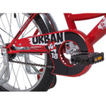 Велосипед NOVATRACK 18" URBAN красный, защита А-тип, тормоз нож., крылья и багажник хром.