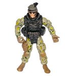 Набор "Армия" солдатик с оружием, " НАСТОЯЩИЙ БОЕЦ"  Bondibon, CRD 21,5x13x3 см, спецназовец ,форма камуфляж песочного цвета.