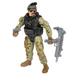 Набор "Армия" солдатик с оружием, " НАСТОЯЩИЙ БОЕЦ"  Bondibon, CRD 21,5x13x3 см, спецназовец ,форма камуфляж песочного цвета.