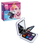 Набор детской декор. косметики Bondibon Eva Moda, BOX 14х14х4,5 см; тени для век-4шт.(3,84г), блеск для губ-9шт.(6,48г), румяна-2шт.(1,92г), тушь-1шт.(1,6г), косметический карандаш-1шт.(0,56г), аппликатор-2шт., зеркало-2шт.,арт.8295-2.