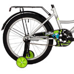 Велосипед NOVATRACK 20", VECTOR, серебристый, тормоз нож., крылья и багажник чёрн., защита цепи