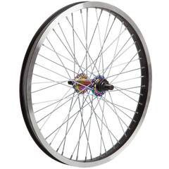 Колесо 20" перед  для BMX, двойной алюм.обод 48 отв, втулка SF-B17F алюм., гайка 14мм ось, пром по