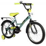 Велосипед FOXX 18" BRIEF зелёно-голубой металлик, сталь, тормоз нож, крылья, багажник.